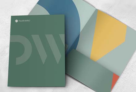 PacificWRO pocket folder with brand graphics