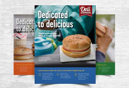 Layouts for Deli Express campaign called Dedicated to Delicious
