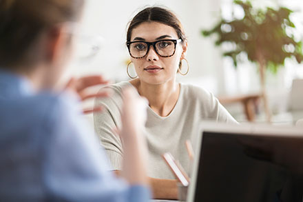Woman at job interview