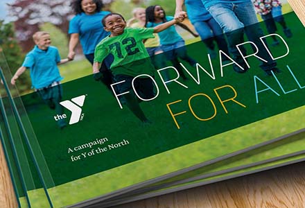 Close up of cover of YMCA of the North campaign booklet
