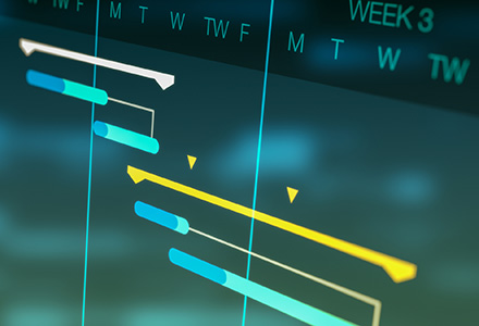 Screen depicting project management software with tasks across multiple weeks