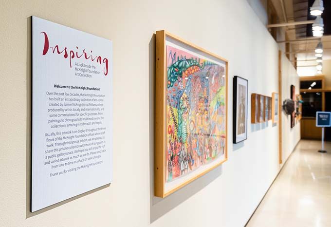 Introductory sign for art exhibit at McKnight Foundation